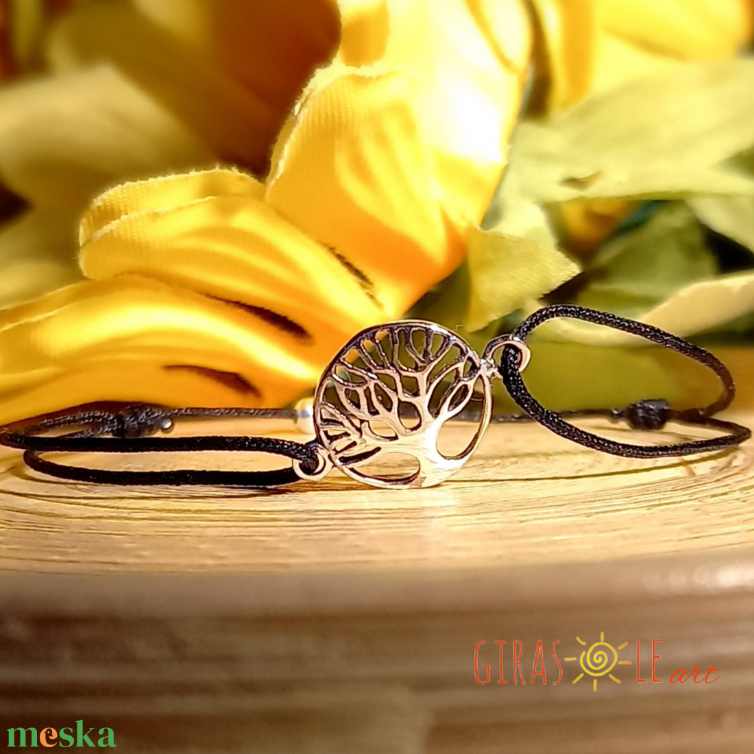 Életfa zsinórka karkötő valódi ezüsttel  - ékszer - karkötő - charm karkötő - Meska.hu