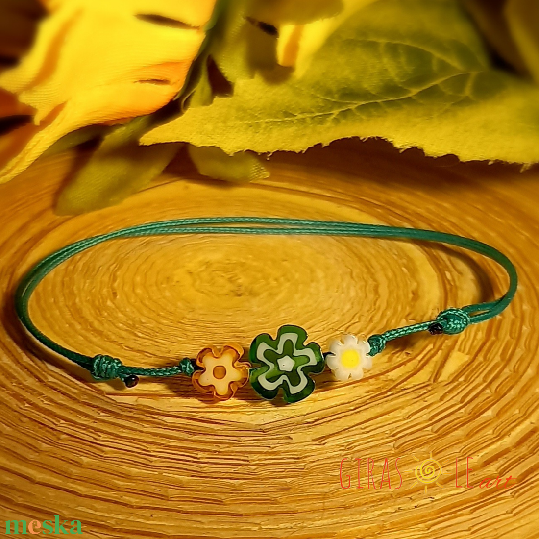 Kiskertem millefiori zsinórka - ékszer - karkötő - gyöngyös karkötő - Meska.hu