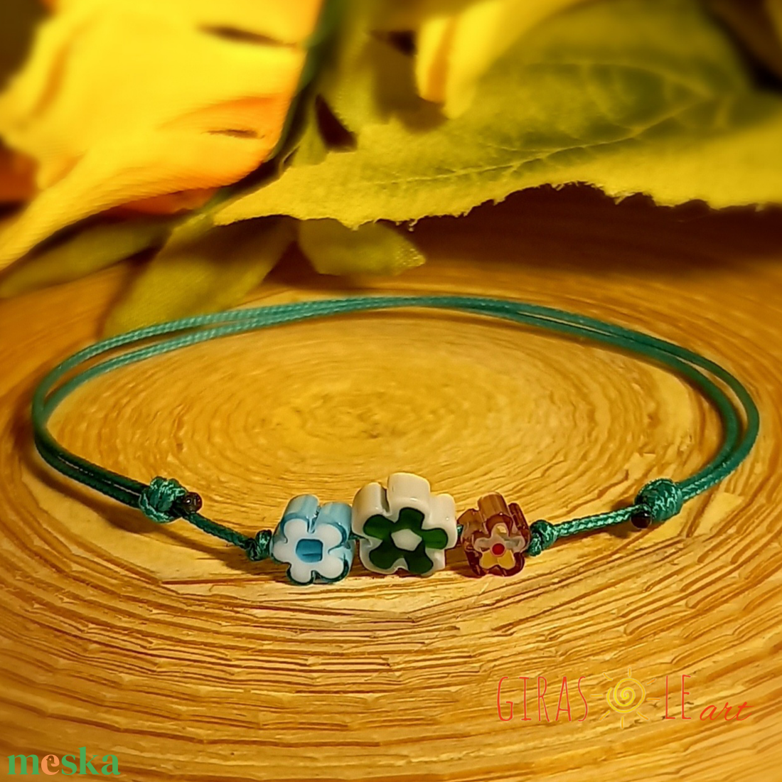 Kiskertem millefiori zsinórka - ékszer - karkötő - gyöngyös karkötő - Meska.hu