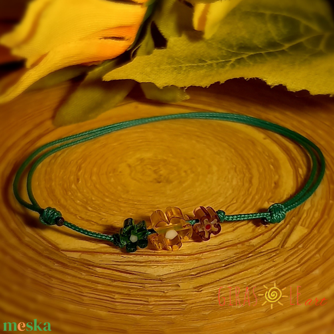 Kiskertem millefiori zsinórka - ékszer - karkötő - gyöngyös karkötő - Meska.hu