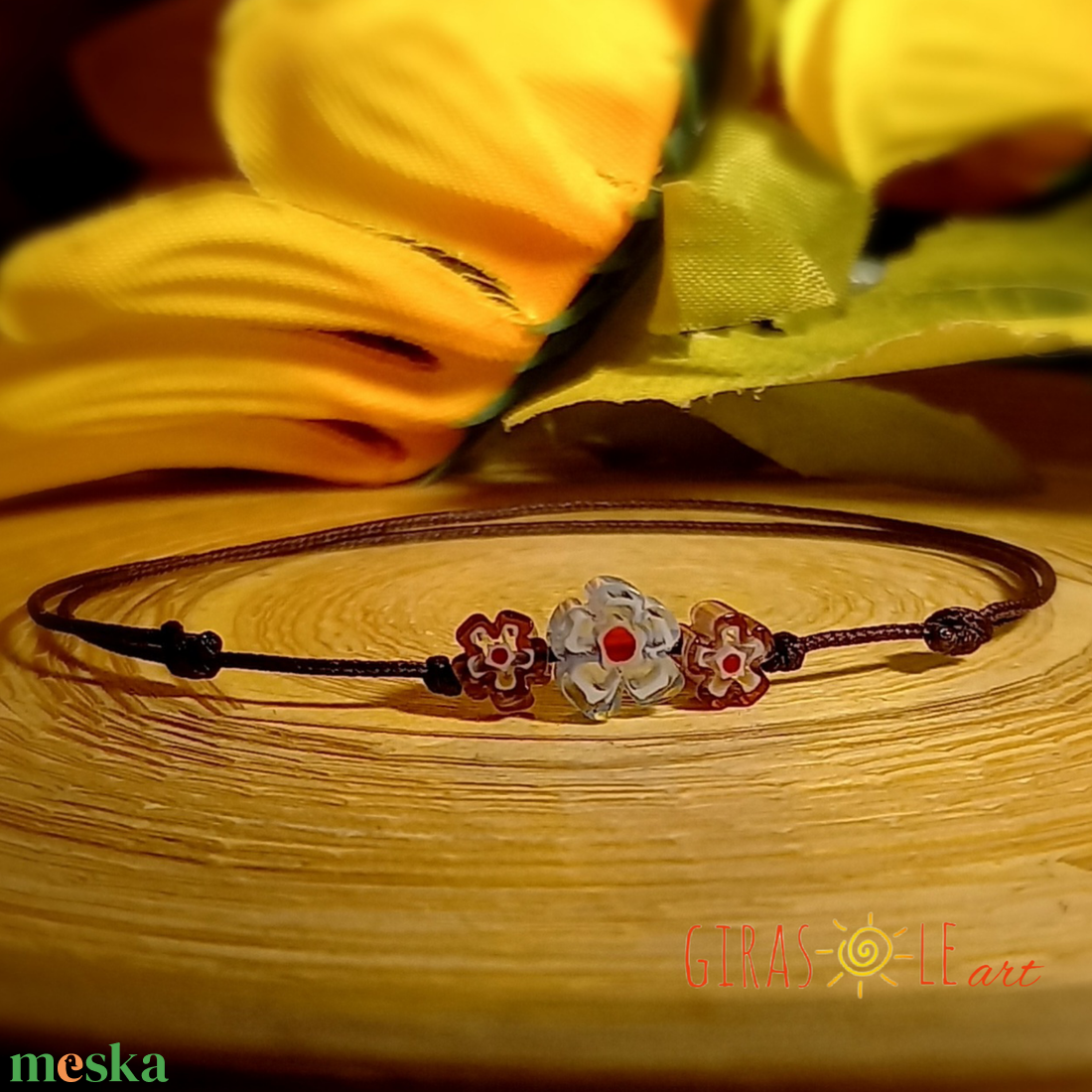 Kiskertem millefiori zsinórka - ékszer - karkötő - gyöngyös karkötő - Meska.hu