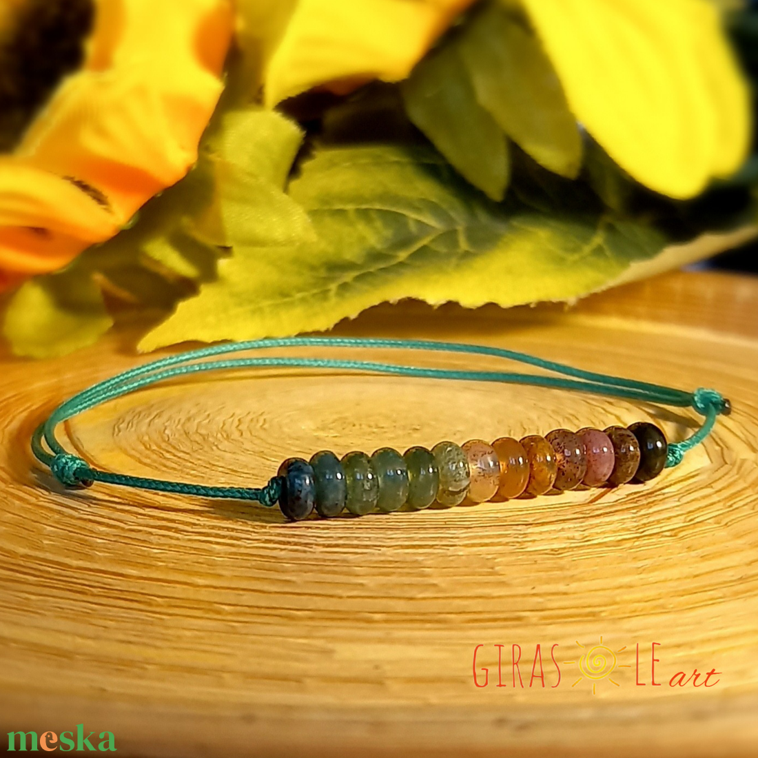 Szivárványos zsinórka karkötő  - ékszer - karkötő - ásványkarkötő - Meska.hu