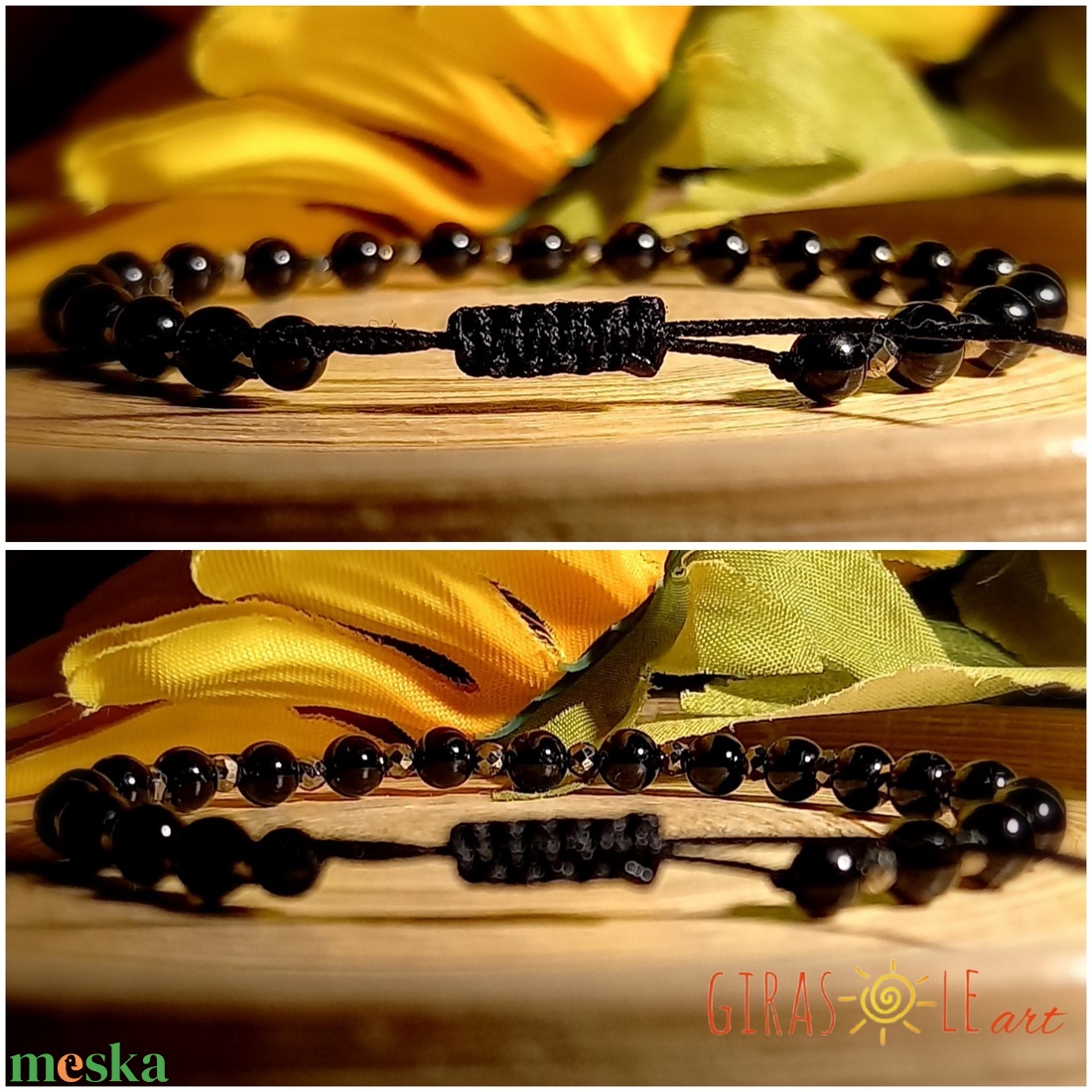 Pirit - fekete turmalin karkötő  - ékszer - karkötő - ásványkarkötő - Meska.hu