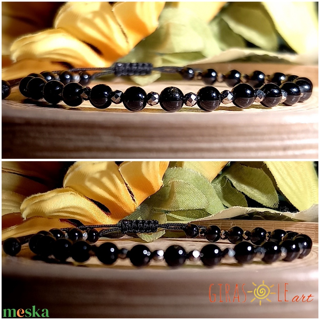 Pirit - fekete turmalin karkötő  - ékszer - karkötő - ásványkarkötő - Meska.hu