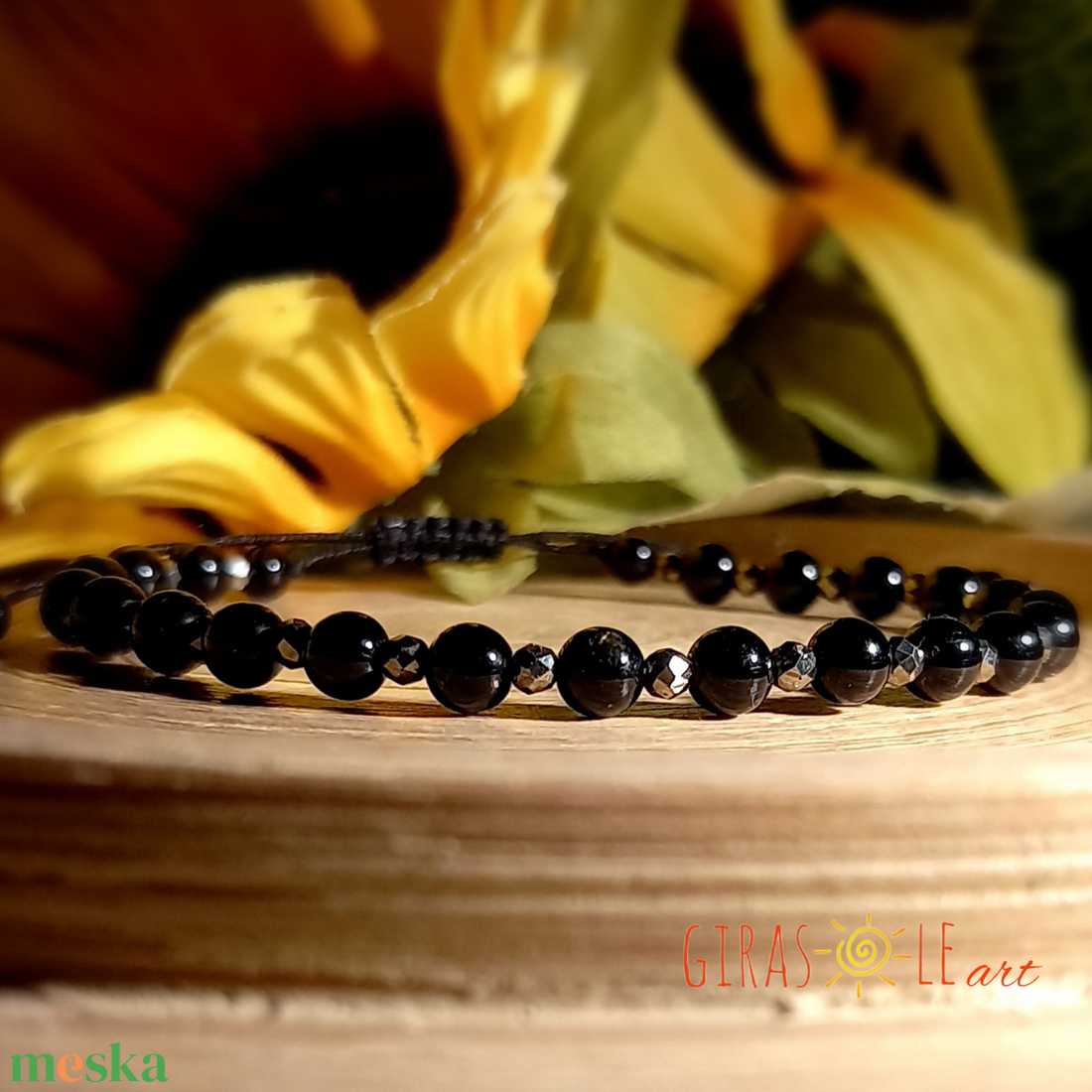 Pirit - fekete turmalin karkötő  - ékszer - karkötő - ásványkarkötő - Meska.hu