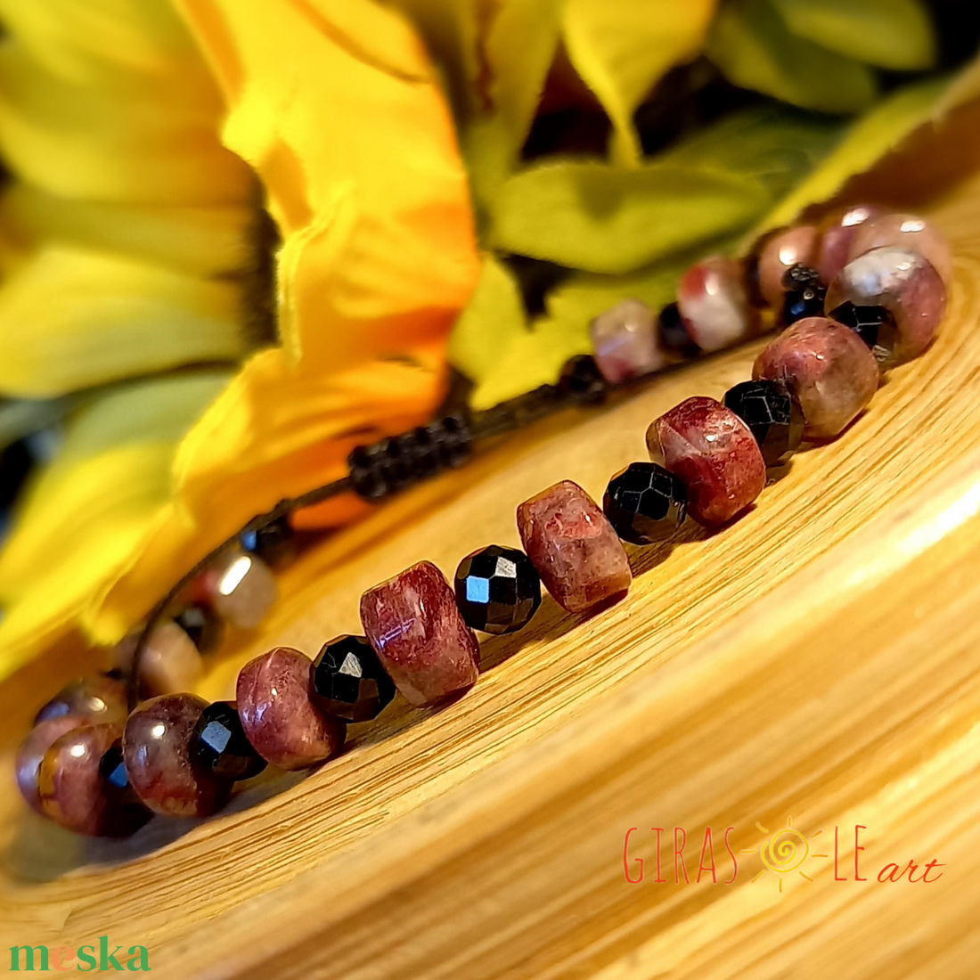 BlackPink - turmalin-spinell karkötő  - ékszer - karkötő - ásványkarkötő - Meska.hu