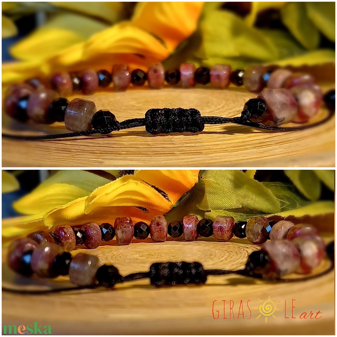 BlackPink - turmalin-spinell karkötő  - ékszer - karkötő - ásványkarkötő - Meska.hu