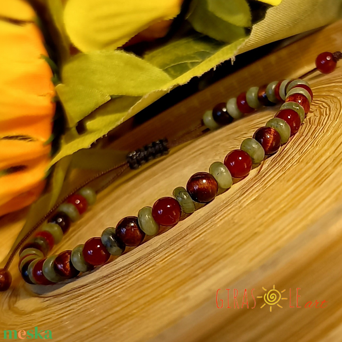 Színeske - jáde-karneol-macskaszem karkötő  - ékszer - karkötő - ásványkarkötő - Meska.hu