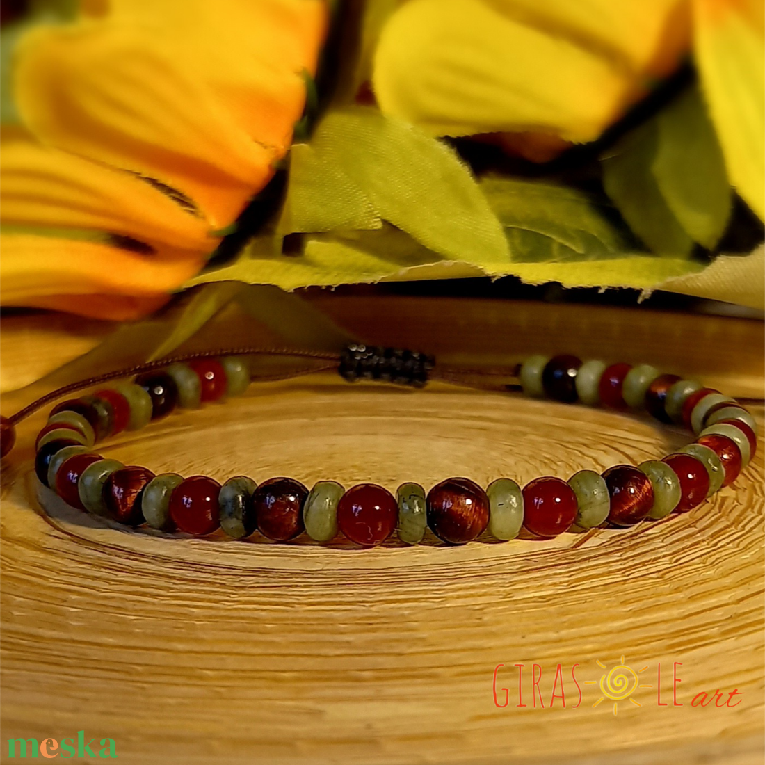 Színeske - jáde-karneol-macskaszem karkötő  - ékszer - karkötő - ásványkarkötő - Meska.hu