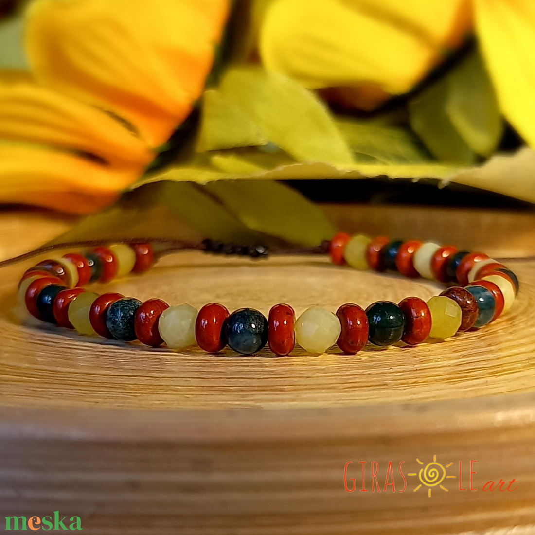 Színeske - jáde-mohaachát-jáspis karkötő  - ékszer - karkötő - ásványkarkötő - Meska.hu