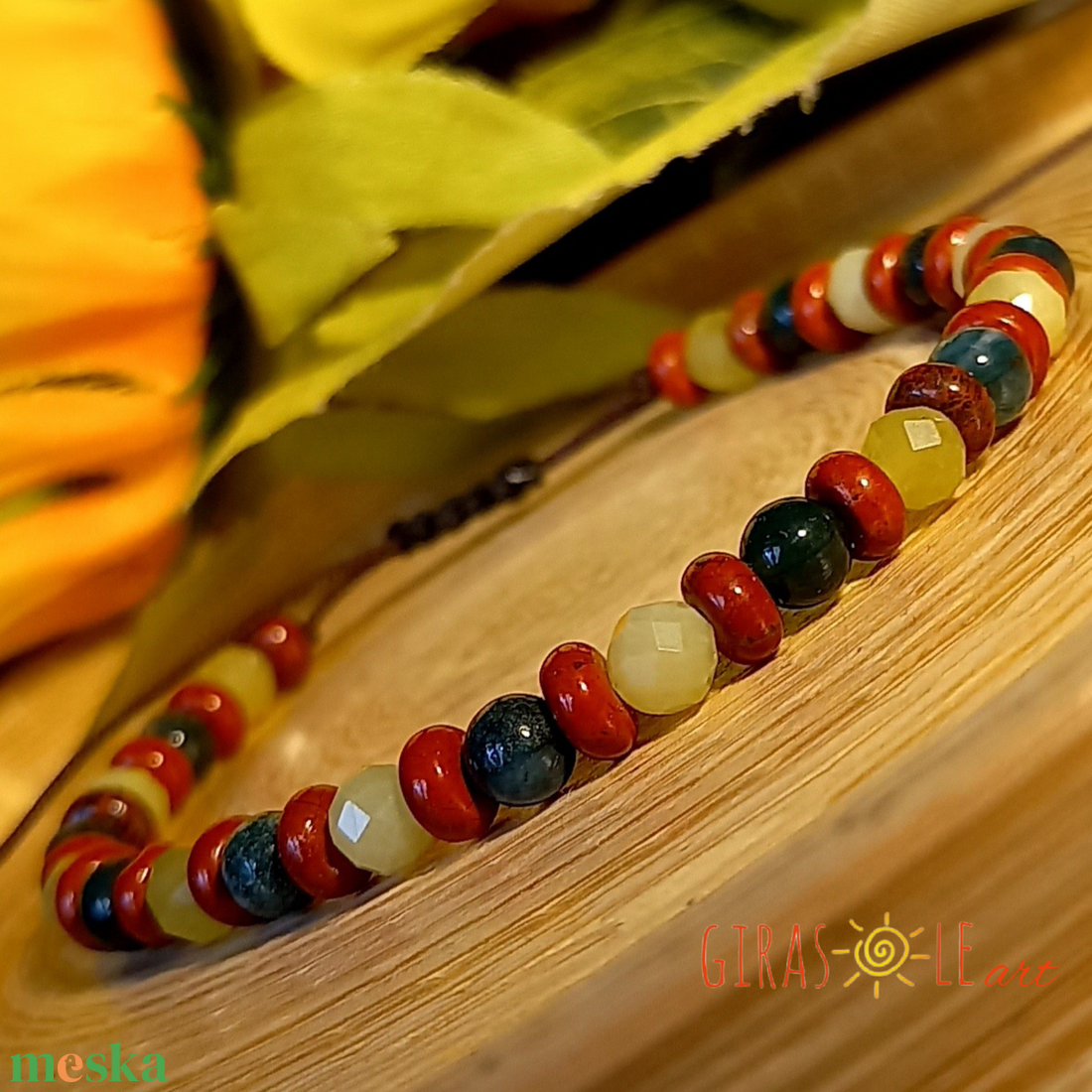 Színeske - jáde-mohaachát-jáspis karkötő  - ékszer - karkötő - ásványkarkötő - Meska.hu