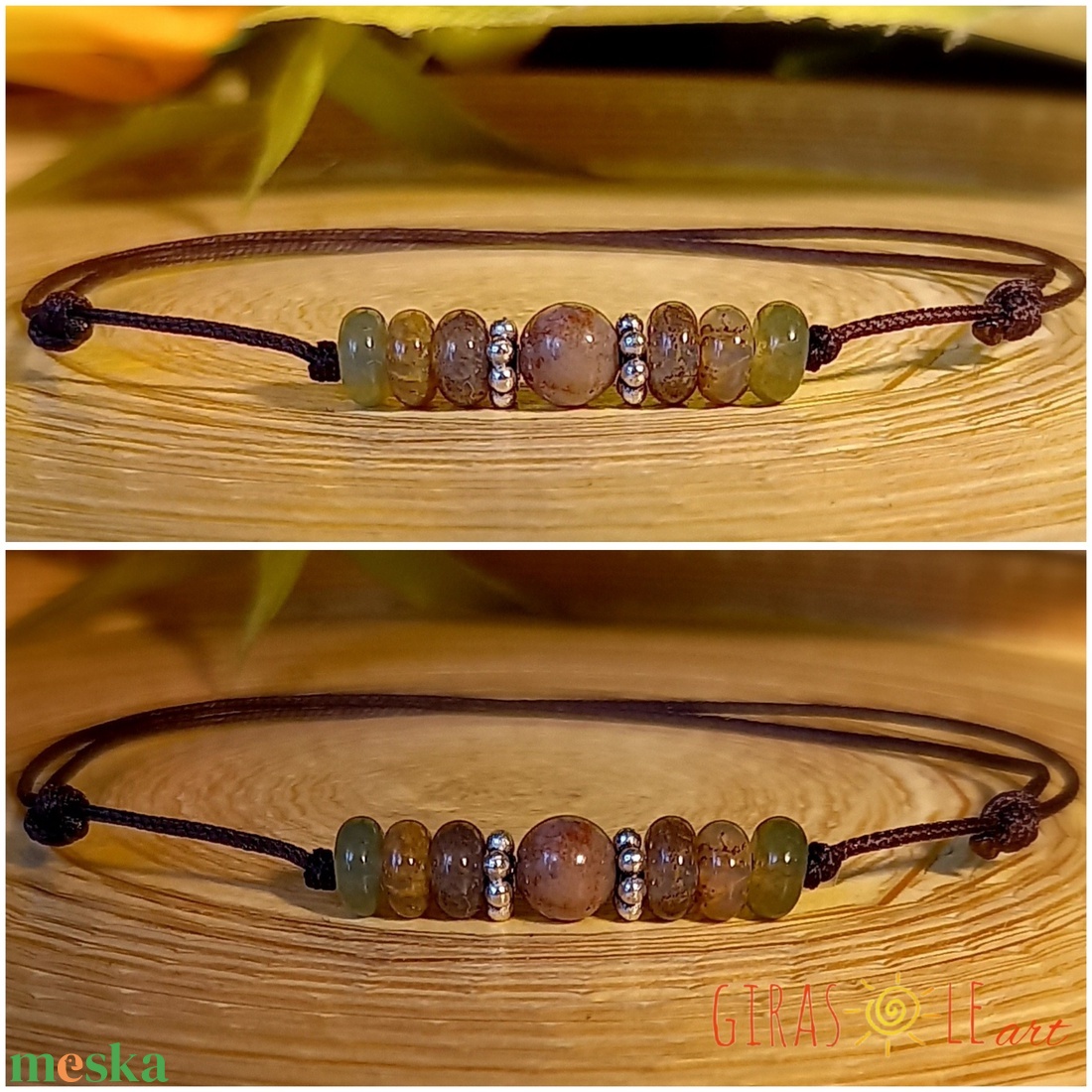 Achát zsinórka karkötő  - ékszer - karkötő - ásványkarkötő - Meska.hu