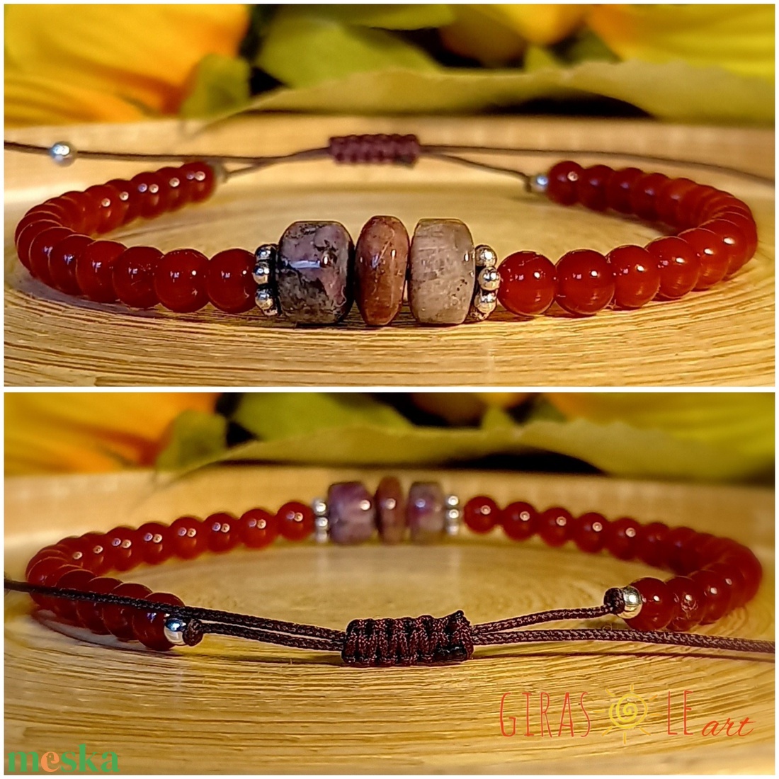 Turmalin-karneol karkötő  - ékszer - karkötő - ásványkarkötő - Meska.hu