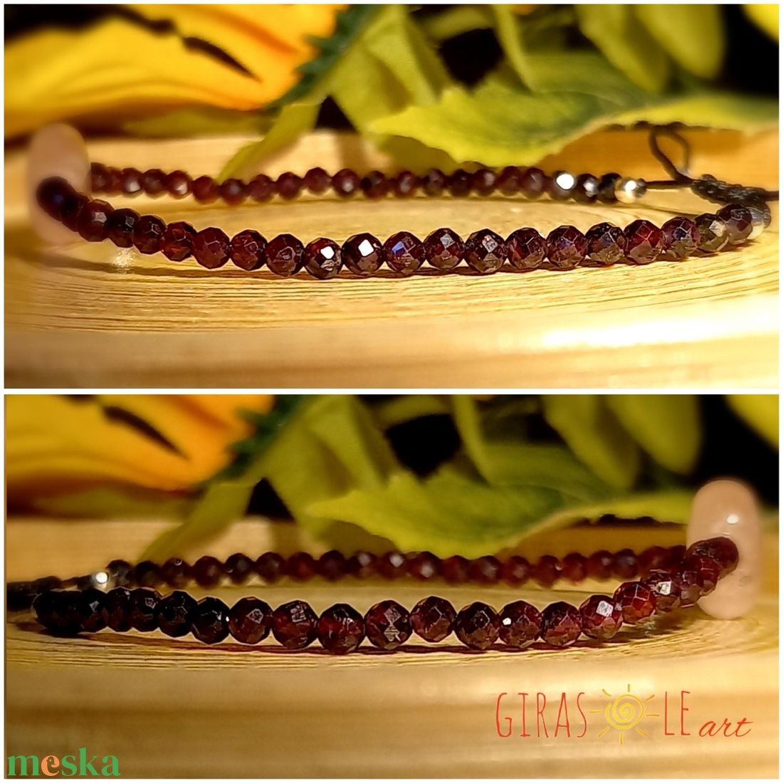 Szívecske - rózsakvarc-gránát karkötő  - ékszer - karkötő - ásványkarkötő - Meska.hu