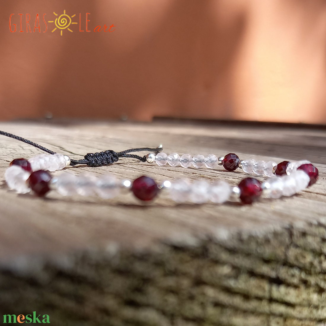 Gránát-rózsakvarc karkötő  - ékszer - karkötő - ásványkarkötő - Meska.hu