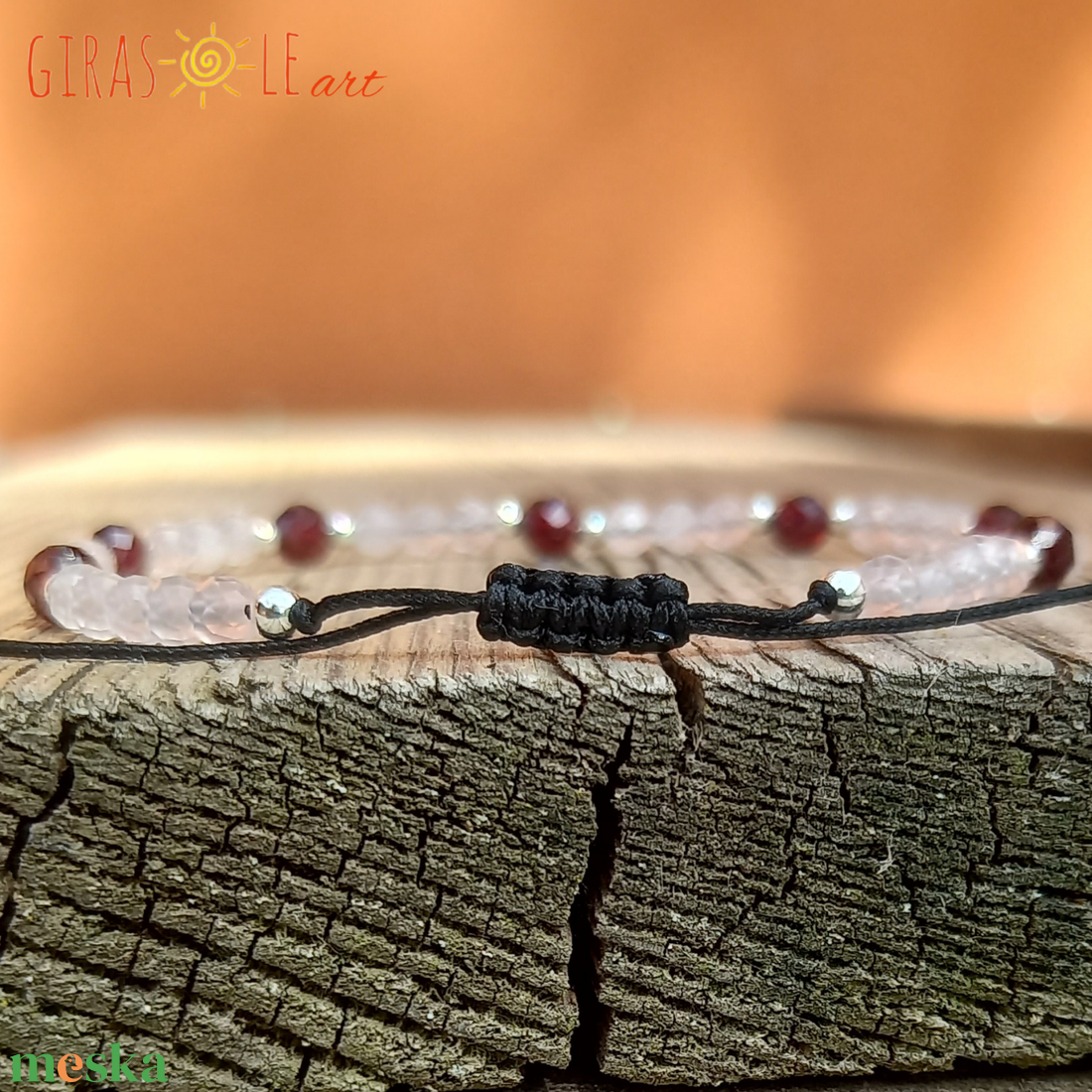Gránát-rózsakvarc karkötő  - ékszer - karkötő - ásványkarkötő - Meska.hu