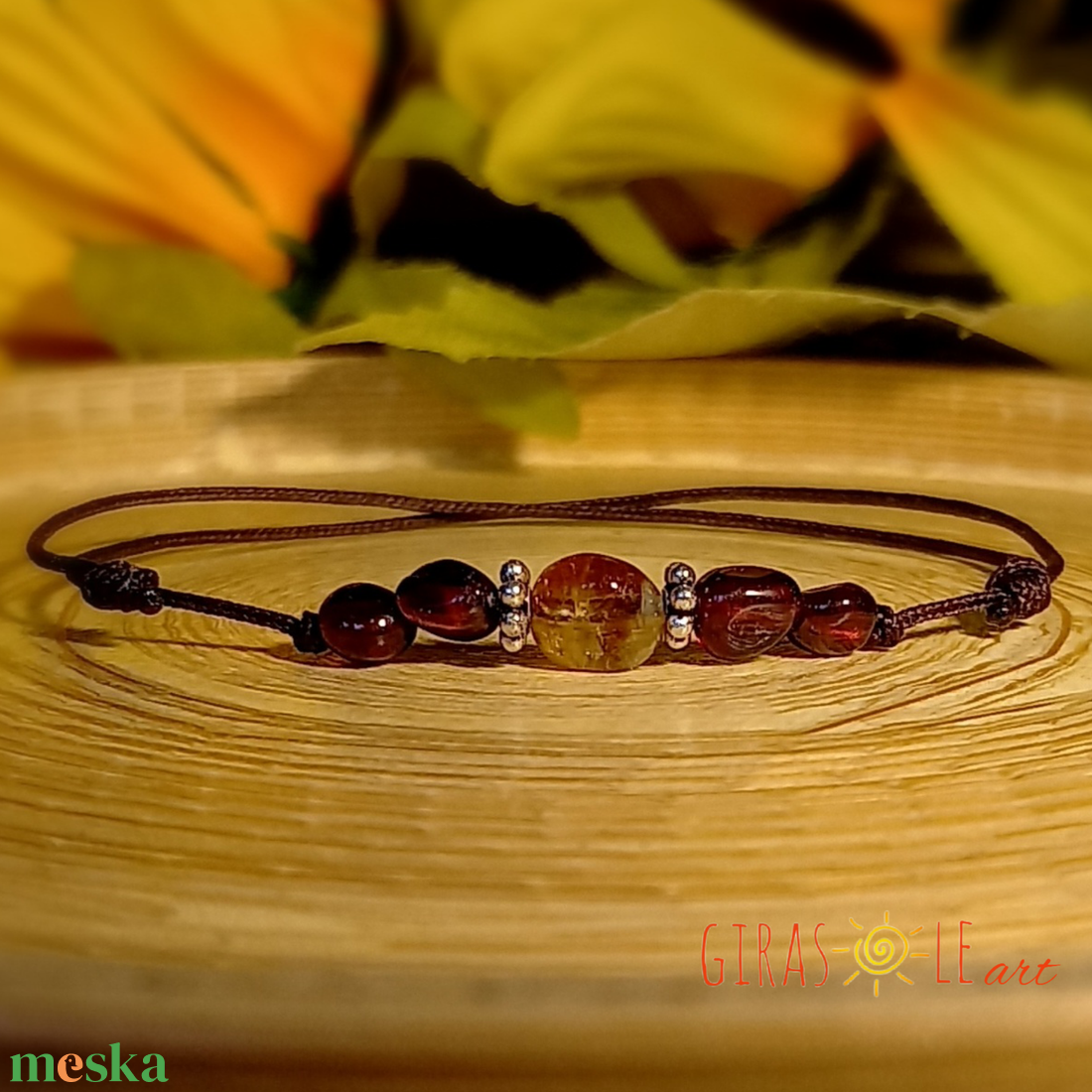 Citrin-gránát zsinórka karkötő  - ékszer - karkötő - ásványkarkötő - Meska.hu