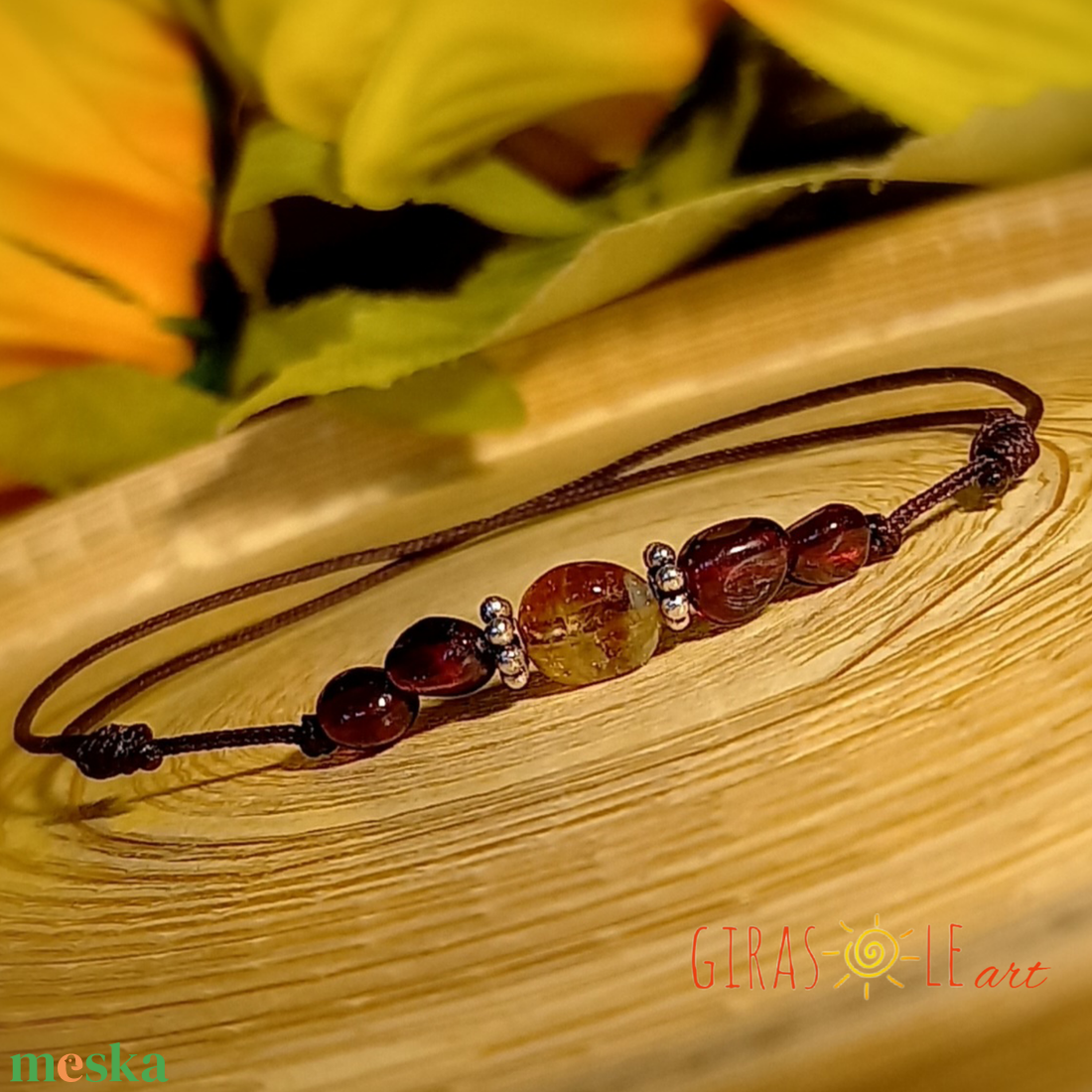 Citrin-gránát zsinórka karkötő  - ékszer - karkötő - ásványkarkötő - Meska.hu