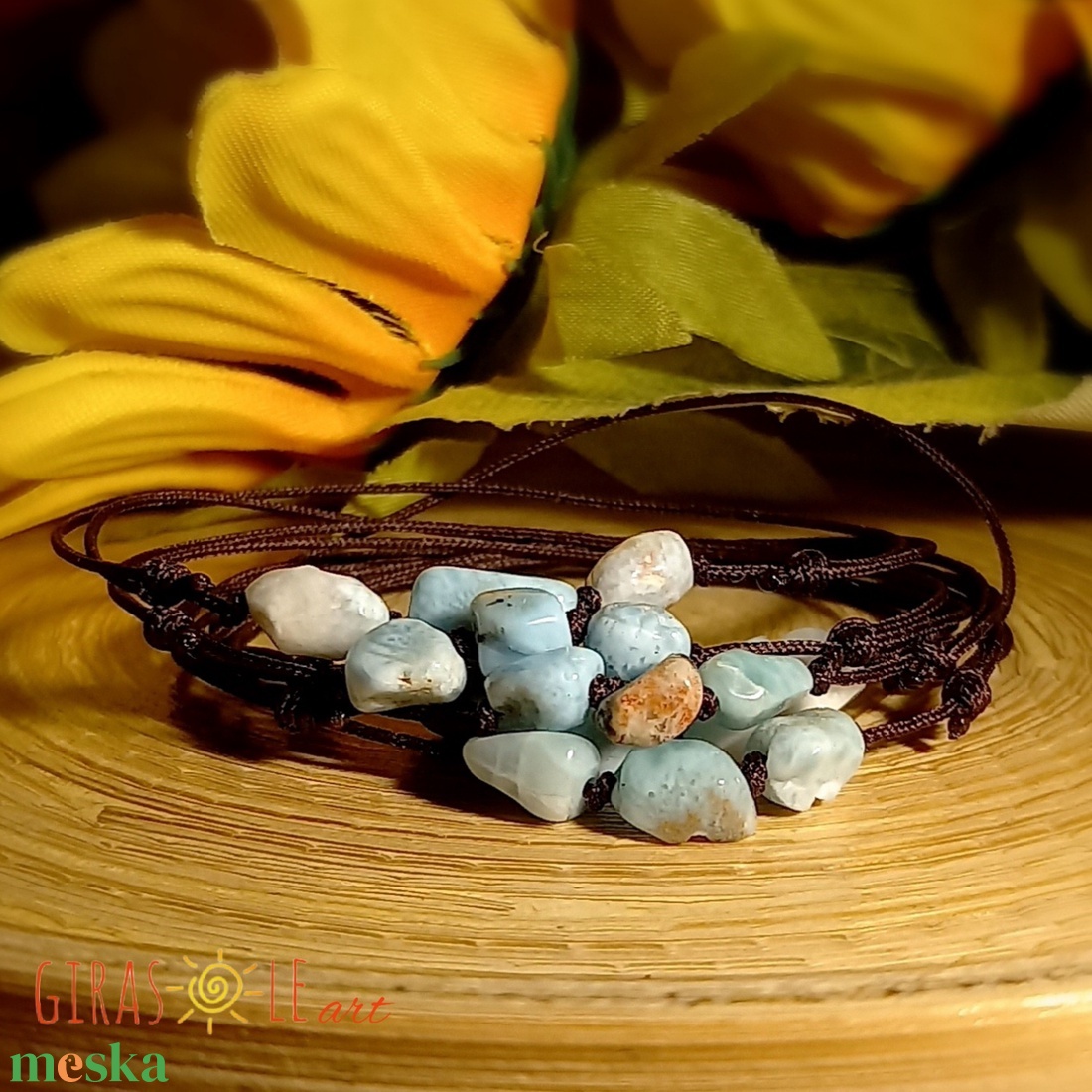 Larimar zsinórka  - ékszer - karkötő - ásványkarkötő - Meska.hu
