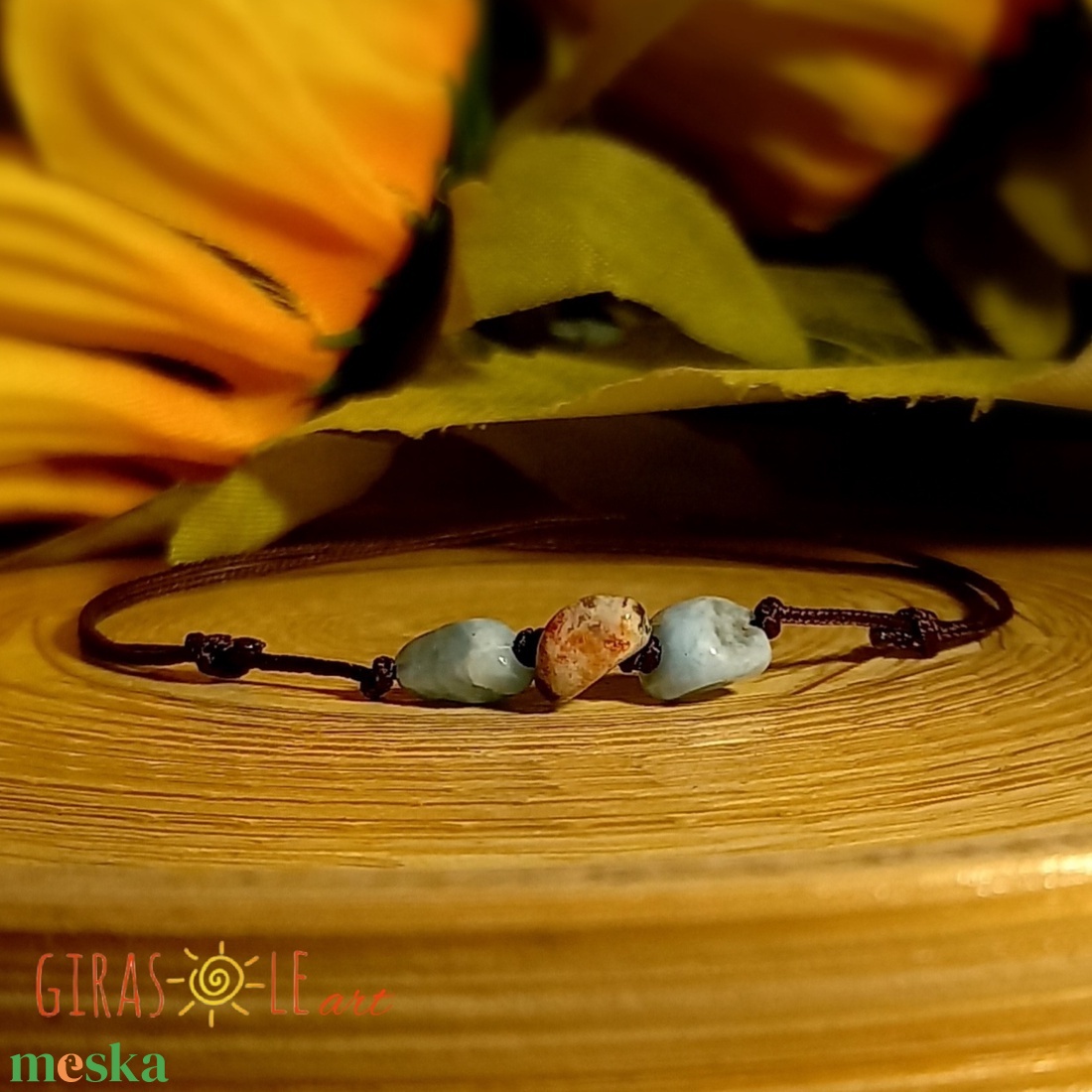 Larimar zsinórka  - ékszer - karkötő - ásványkarkötő - Meska.hu
