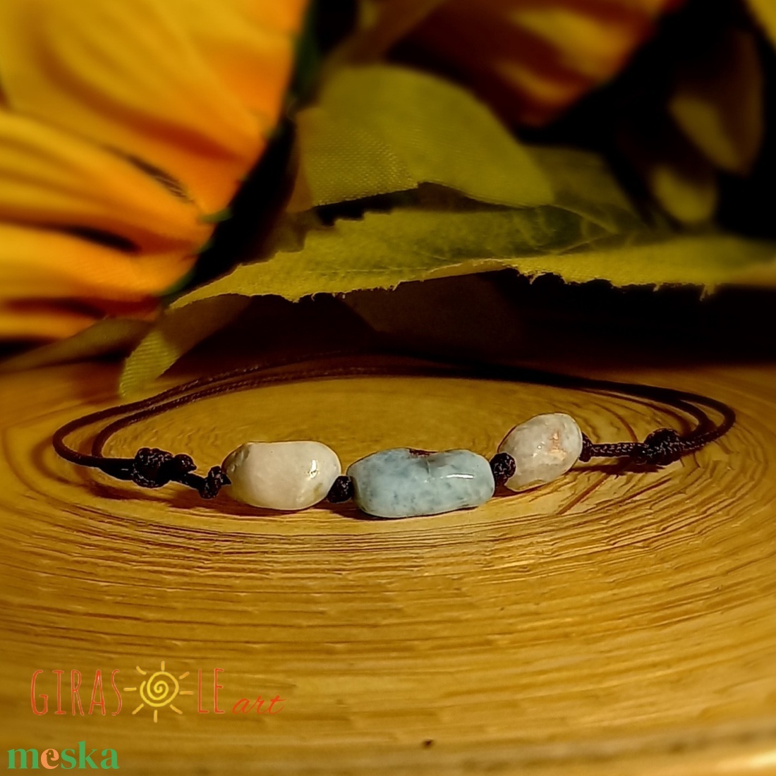 Larimar zsinórka  - ékszer - karkötő - ásványkarkötő - Meska.hu