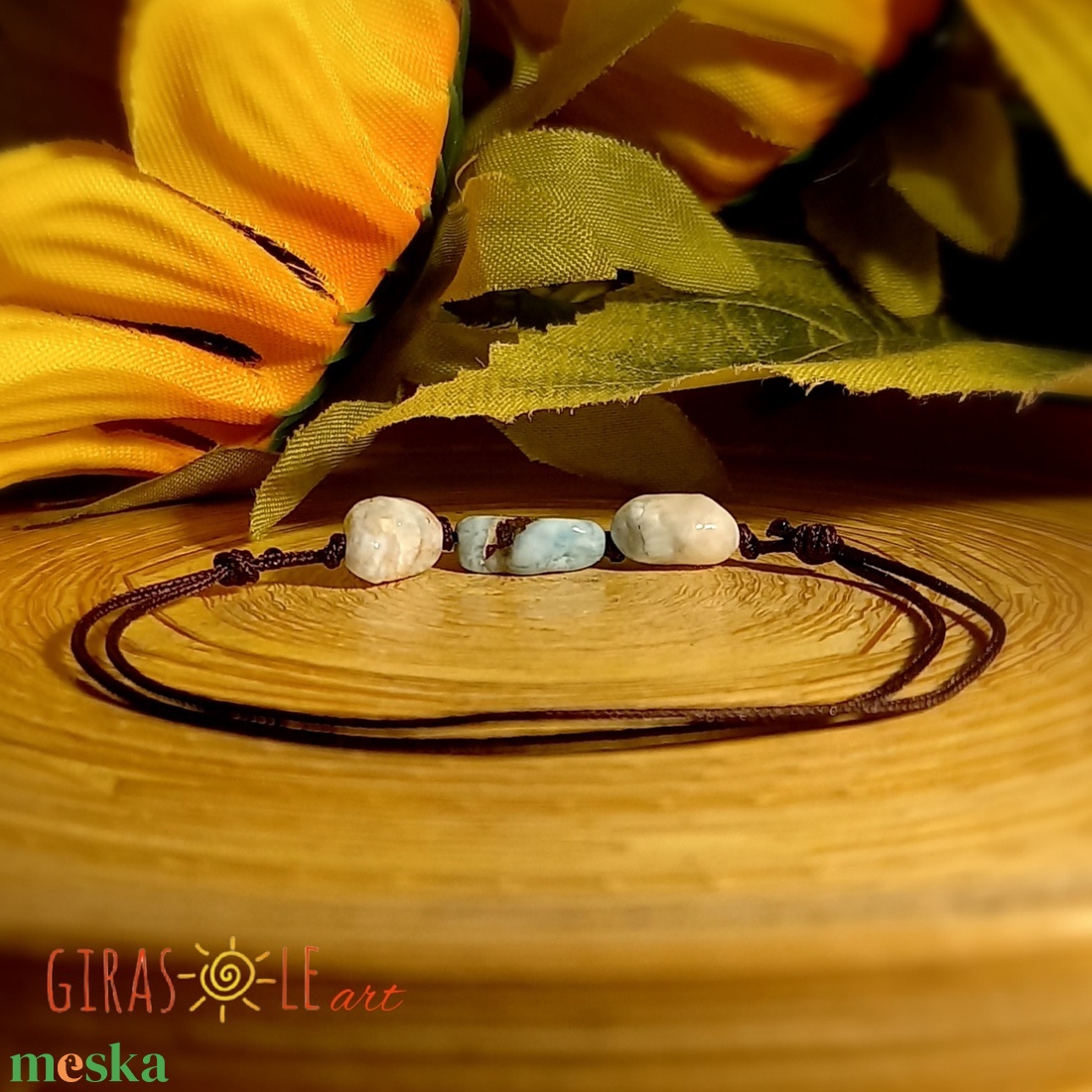 Larimar zsinórka  - ékszer - karkötő - ásványkarkötő - Meska.hu