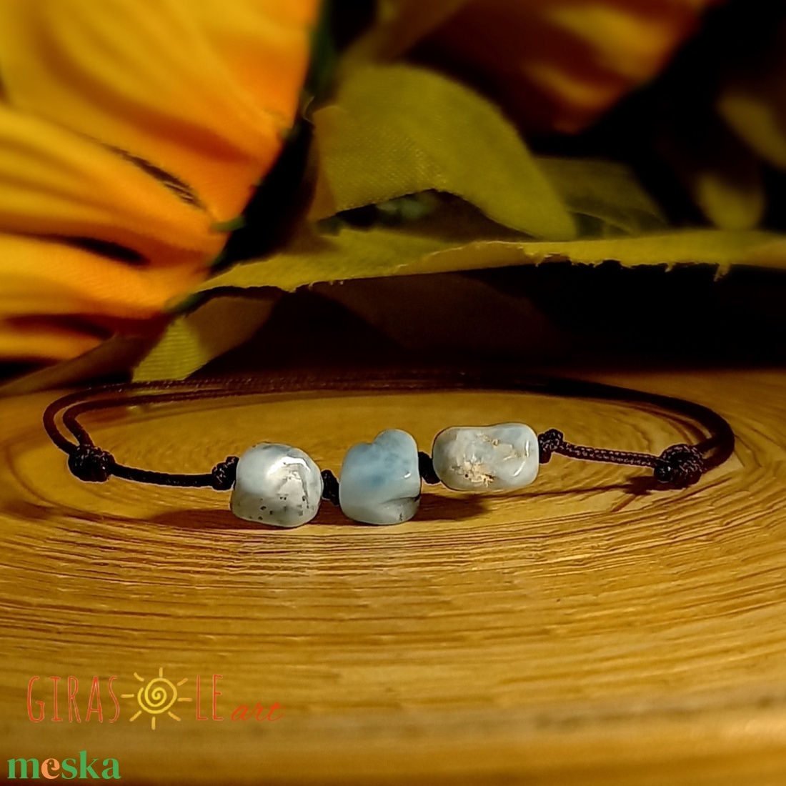 Larimar zsinórka  - ékszer - karkötő - ásványkarkötő - Meska.hu