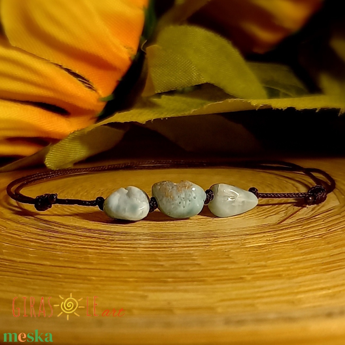 Larimar zsinórka  - ékszer - karkötő - ásványkarkötő - Meska.hu