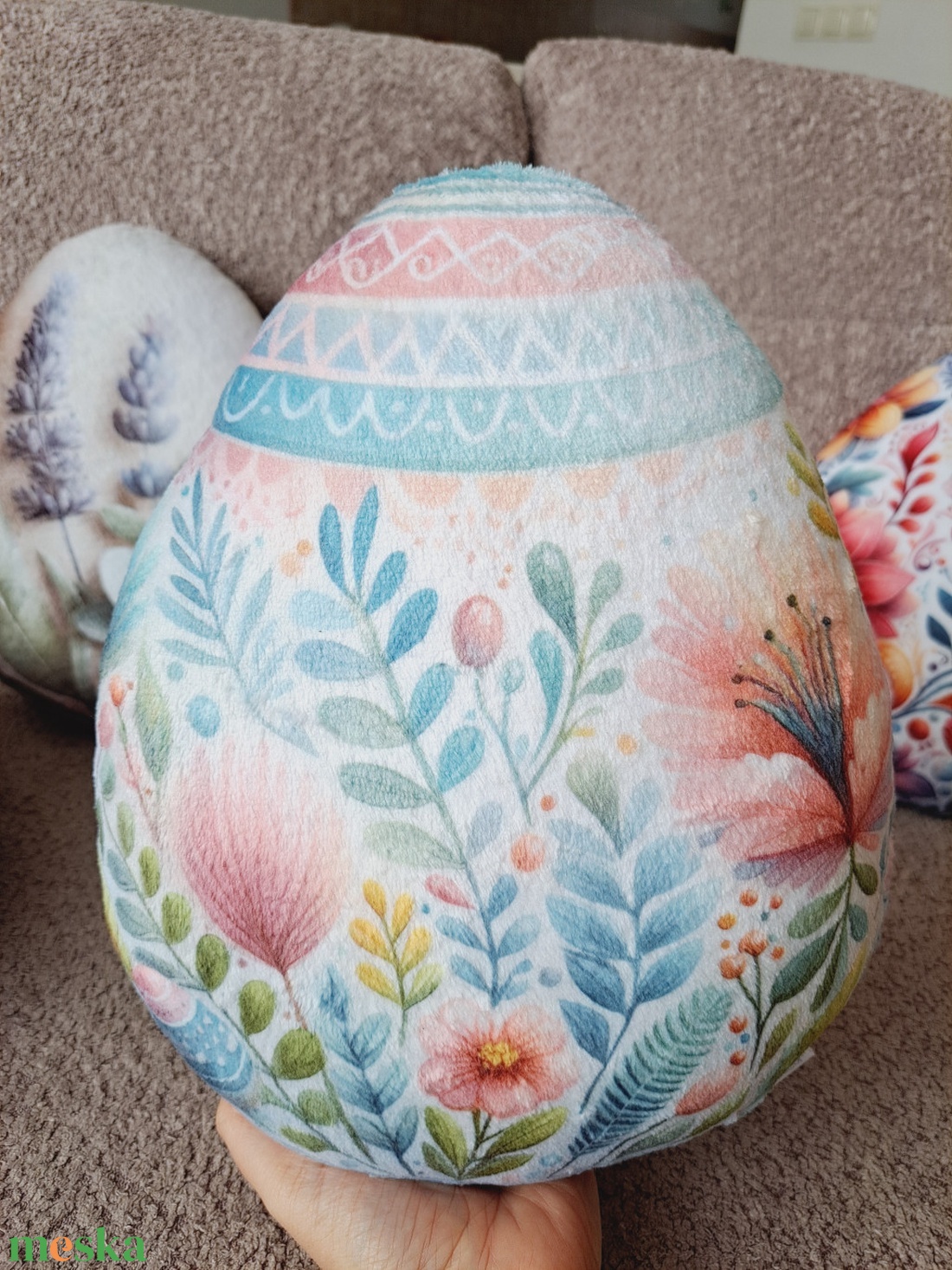 Pasztell virágos húsvéti tojás párna - otthon & életmód - lakástextil - párna & párnahuzat - Meska.hu