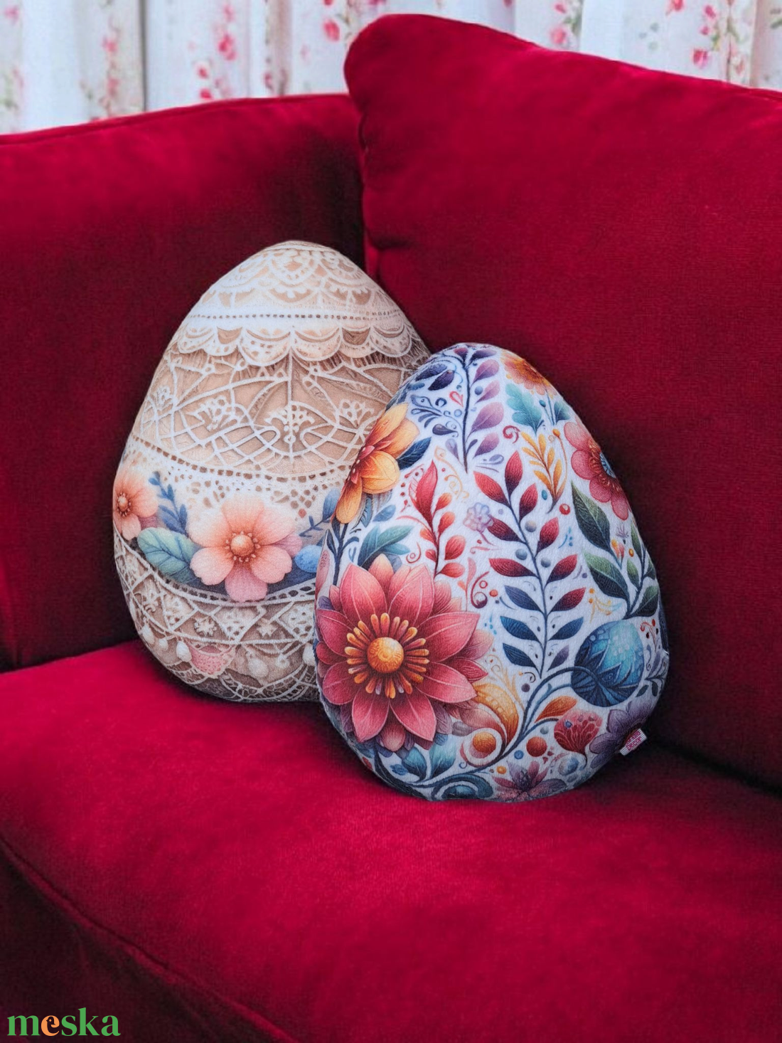 Virágos-csipke mintás húsvéti tojás párna - otthon & életmód - lakástextil - párna & párnahuzat - Meska.hu