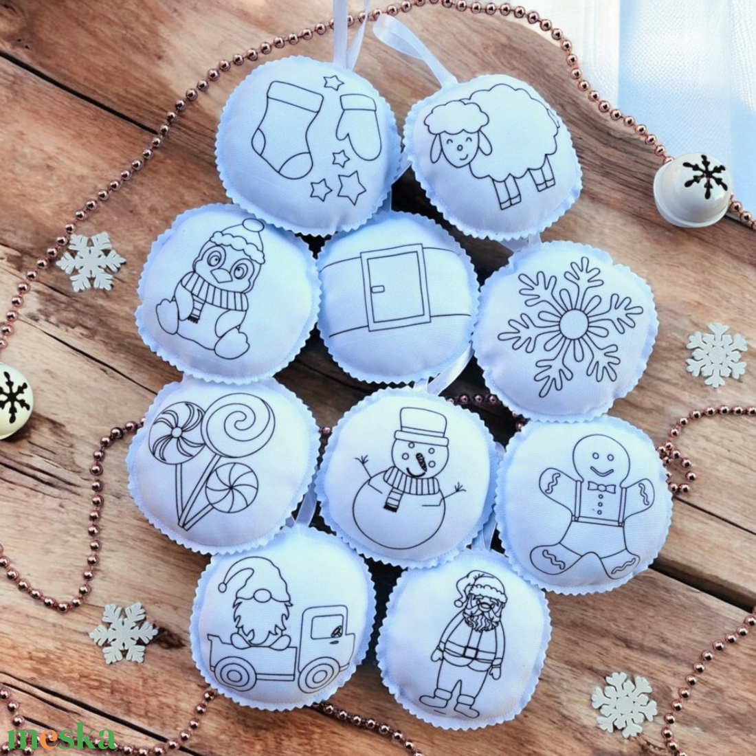 Színezhető karácsonyfa díszek 3-as csomag  - karácsony - karácsonyi lakásdekoráció - karácsonyfadíszek - Meska.hu
