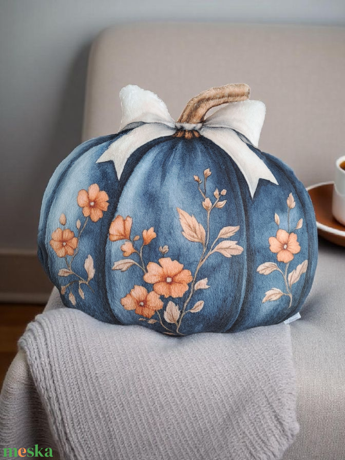 Őszi tök formapárna sötétkék - otthon & életmód - dekoráció - halloween - halloweeni tök - Meska.hu Őszi tök formapárna sötétkék - otthon & életmód - dekoráció - halloween - halloweeni tök - Meska.hu