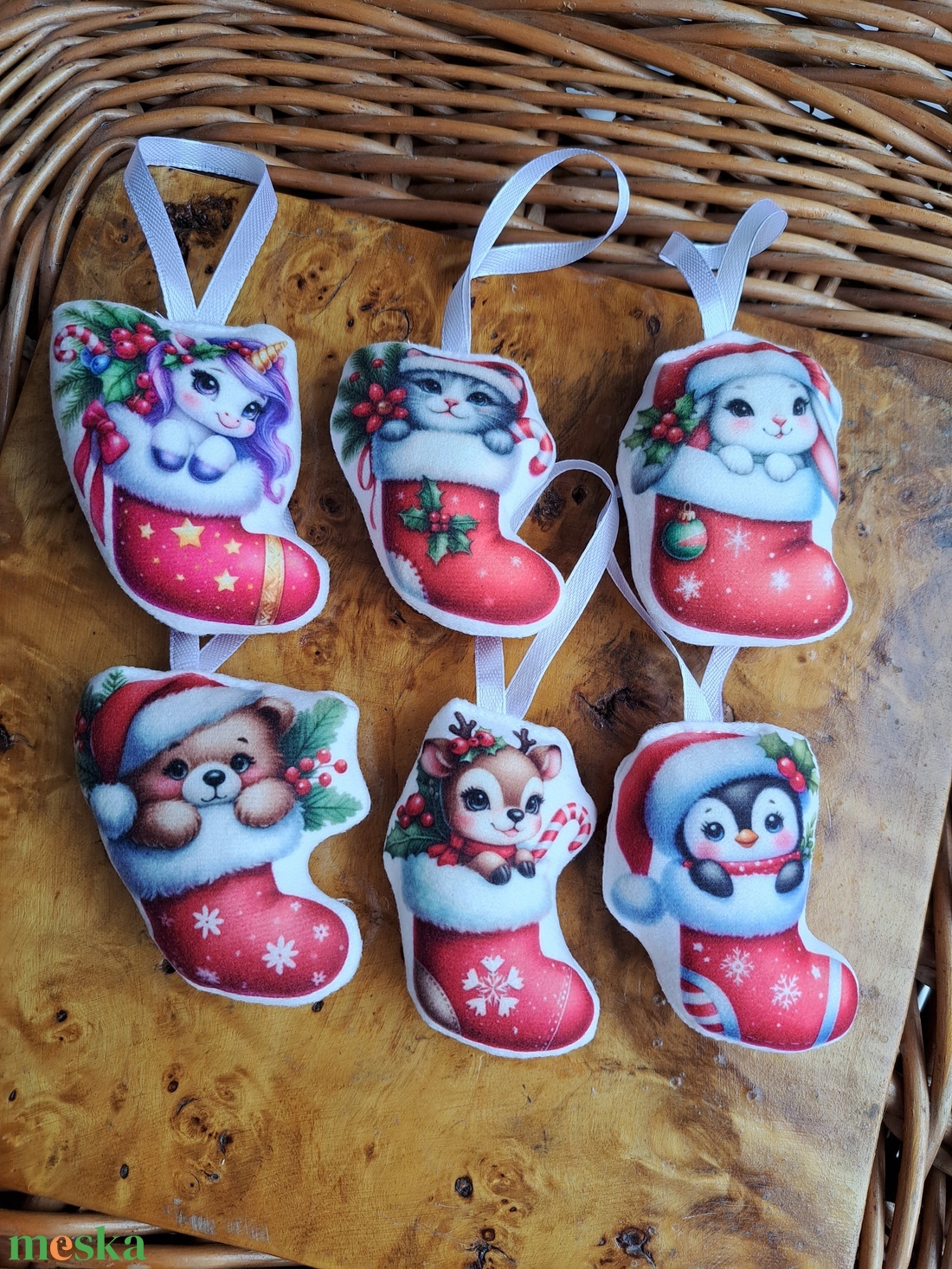 Cuki karácsonyi állatos díszek  - karácsony - karácsonyi lakásdekoráció - karácsonyfadíszek - Meska.hu