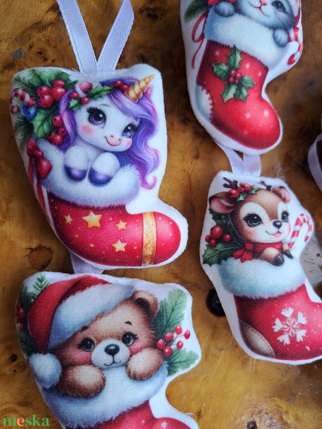 Cuki karácsonyi állatos díszek  - karácsony - karácsonyi lakásdekoráció - karácsonyfadíszek - Meska.hu