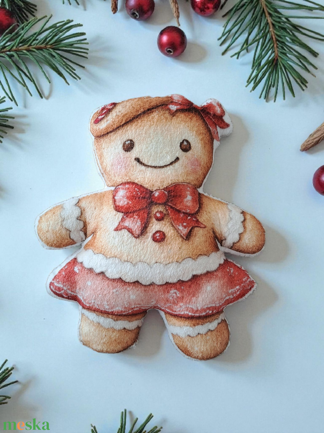 Mézi kislány formapárna - karácsony - karácsonyi lakásdekoráció - karácsonyi manók, figurák - Meska.hu