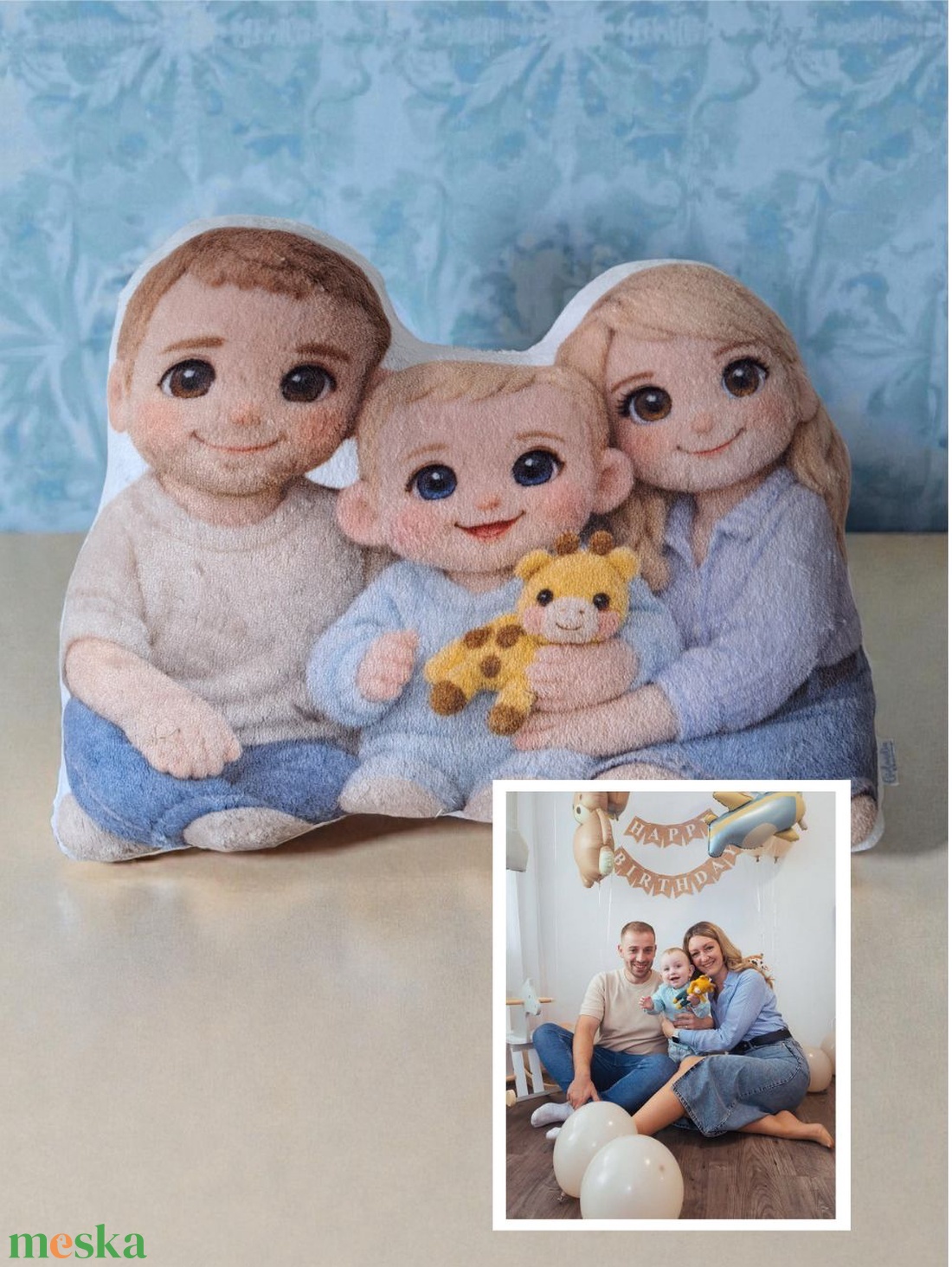 PlüssCsalád formapárna saját fotó alapján - otthon & életmód - lakástextil - párna & párnahuzat - forma párna - Meska.hu