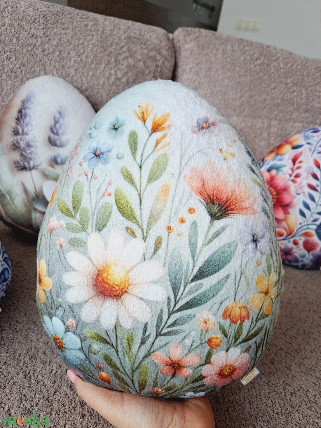 Tavaszmező húsvéti tojás párna - ünnepi díszek, dekorációk - húsvéti díszek és dekorációk - húsvéti tojás, hímestojás - Meska.hu