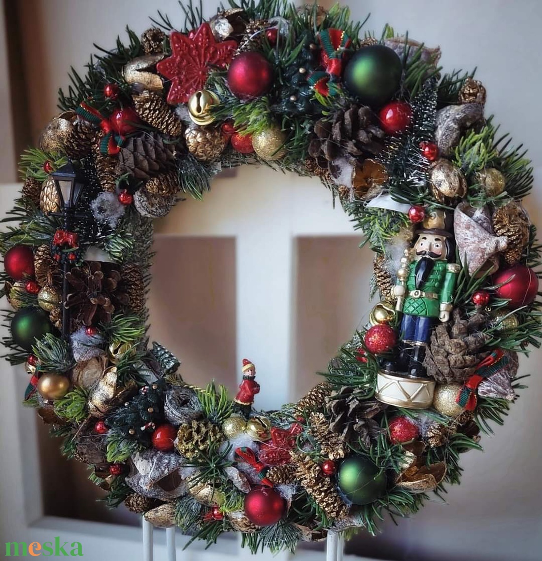 Téli táj ajtódísz - fénysorral - karácsony - adventi díszek - adventi ajtódísz - Meska.hu