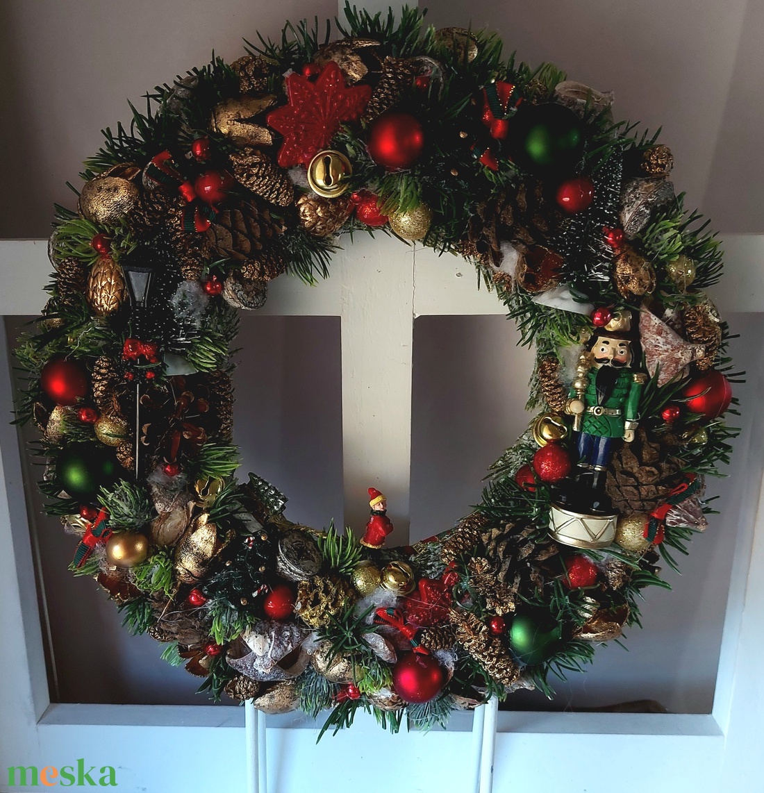 Téli táj ajtódísz - fénysorral - karácsony - adventi díszek - adventi ajtódísz - Meska.hu