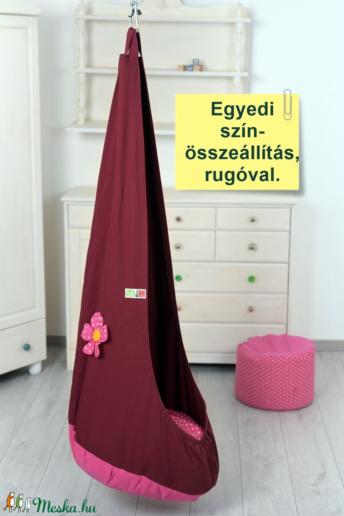 GitaMom PREMIUM csepphinta design anyaggal virággal - játék & sport - hinta & kerti játék - Meska.hu