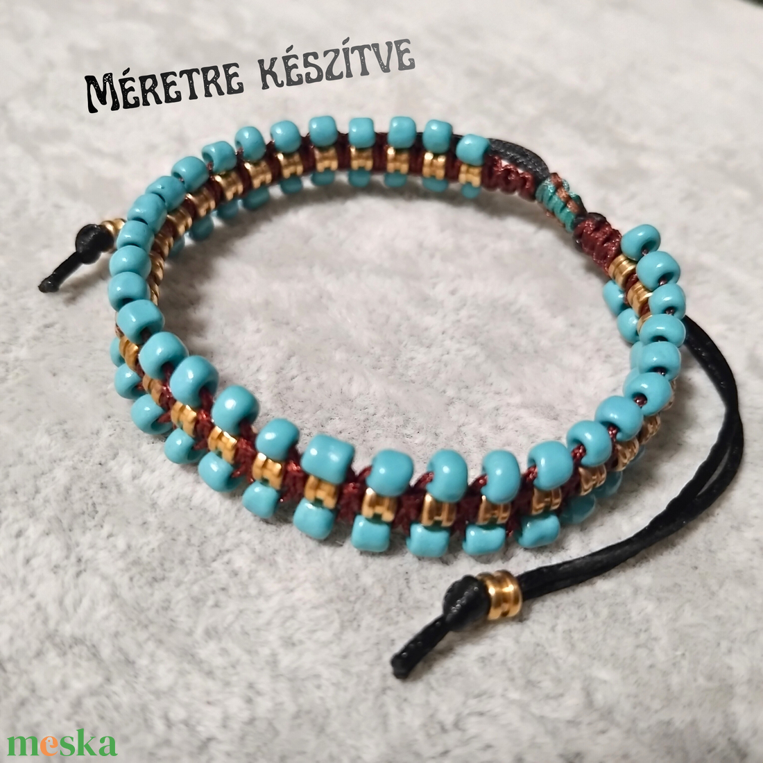 Három soros gitárgyöngy karkötő (méretre) - ékszer - karkötő - fonott karkötő - Meska.hu