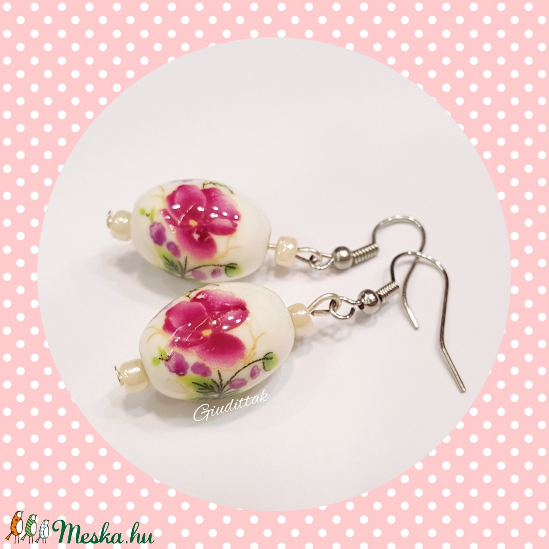 Romantikus virágos fülbevaló -  - Meska.hu