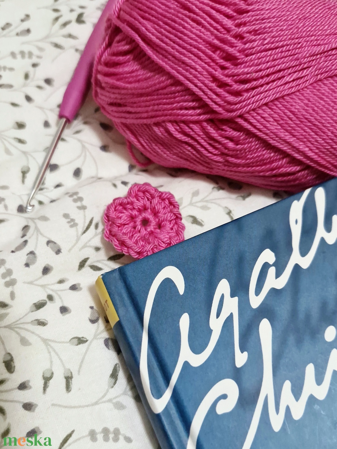 Horgolt virágos könyvjelző  rózsaszín - könyv & zene - könyvjelző - Meska.hu