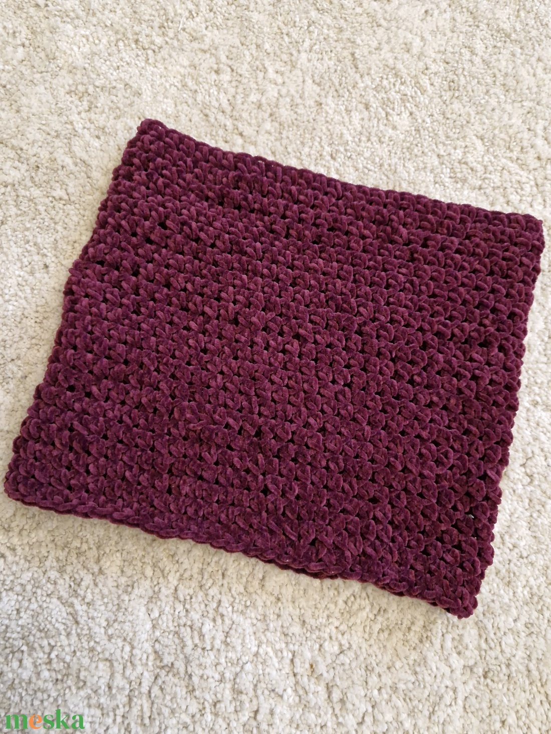 Bársonyos horgolt körsál - ruha & divat - sál, sapka, kendő - sál - Meska.hu