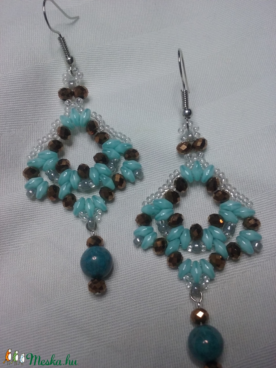 Tiffany gyöngy fülbevaló - ékszer - fülbevaló - lógó fülbevaló - Meska.hu