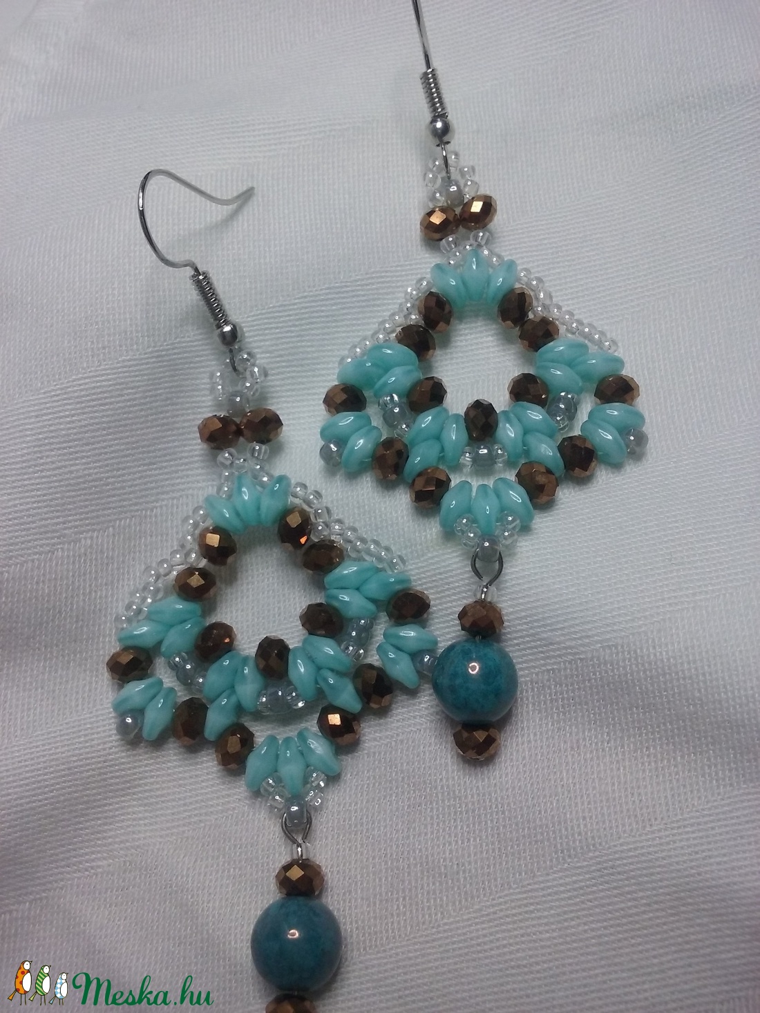 Tiffany gyöngy fülbevaló - ékszer - fülbevaló - lógó fülbevaló - Meska.hu