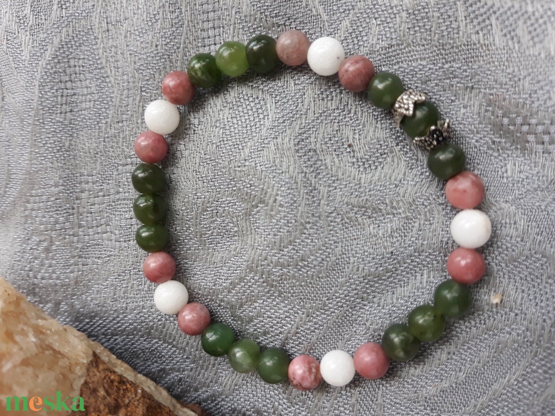 Virág - rodonit és jáde szett - ékszer - ékszerszett - Meska.hu