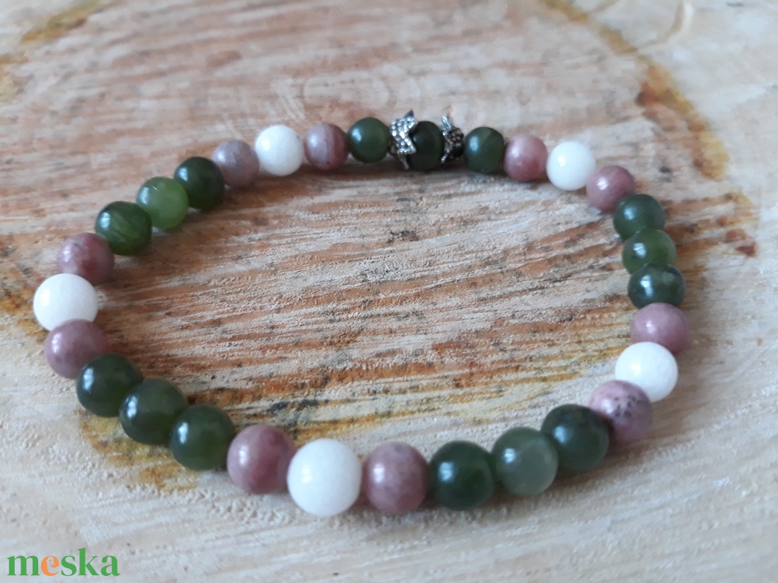 Virág - rodonit és jáde szett - ékszer - ékszerszett - Meska.hu