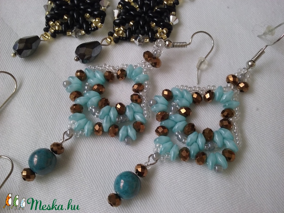 Tiffany gyöngy fülbevaló - ékszer - fülbevaló - lógó fülbevaló - Meska.hu