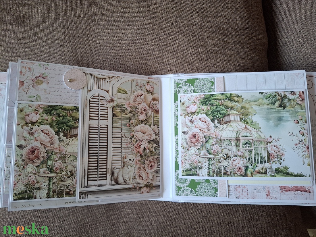 Rózsás hangulatban cicával- scrapbook fénykép album - művészet - más művészeti ág - Meska.hu